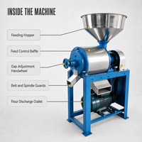 Machine à moudre les céréales, équipement de broyage de farine, 3 kW, pour blé, maïs, riz, capacité 40 kg/h, réglable, en acier inoxydable