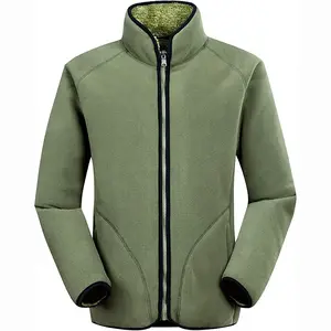 Men's Outdoor Jacket Winter Full Zip Warm Polar Fleece Jackets Casual Stand Collar Windproof Coats