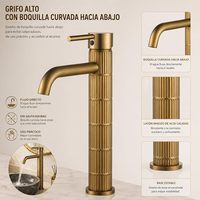 Robinet de lavabo haut à levier unique en laiton, finition vintage brossée (Bronze brossé, Haut)