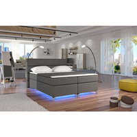 Meubles de chambre à coucher d'intérieur modernes en tissu de haute qualité Lit double à sommier en tissu grande taille avec lumières LED