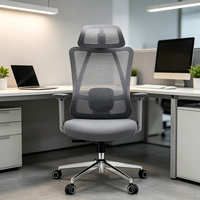 Chaise de bureau ergonomique moderne à dossier haut avec appui-tête, accoudoirs 3D, soutien lombaire réglable en hauteur, en tissu maillé, sur roulettes, pour hôtel