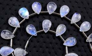 Awesome Quality 21 Pieces Natural Blue Fire <b>Rainbow</b> Moonstone Smooth Pear Shape Beads Jewelry Making <b>Bracelet</b> Necklace - Product Image 2
