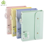Carnet à feuilles mobiles rechargeable en PP avec fermeture à pression, couleur macaron, avec pendentif, papier épais, journal étudiant, papeterie