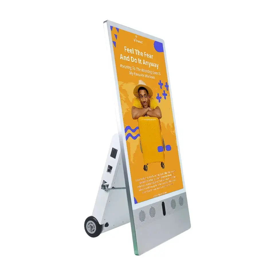 43 inç açık taşınabilir pil güçlü dijital tabela Totem a-frame ekran akıllı dijital a-board LCD reklam ekran kiosk