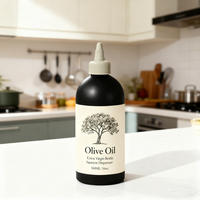 Bouteilles souples de luxe en PET givré noir mat de 500 ml, 750 ml, 1000 ml pour huile d'olive, sauce et emballage d'huile de cuisson avec bouchon
