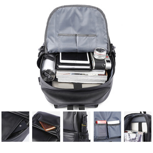 Zaini <span class=keywords><strong>in</strong></span> <span class=keywords><strong>Pelle</strong></span> PVC alla Moda per Uomo, Grande Capacità, <span class=keywords><strong>Zaino</strong></span> Scolastico, <span class=keywords><strong>Zaino</strong></span> per Laptop, Borse da Viaggio Nere - Product Image 2