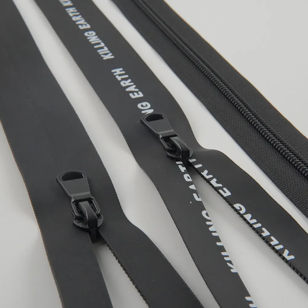 Water proof custom nylon zipper logo slider puller black long no5 close end waterproof zipper tape for clothes