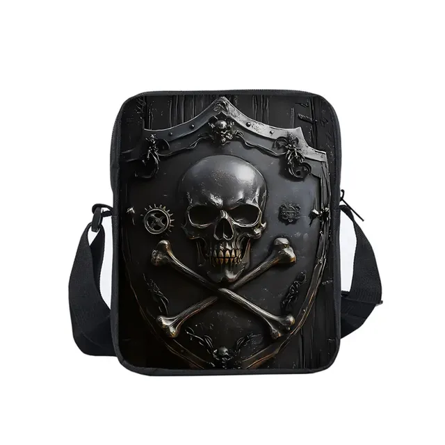 New 3D Cartoon Skull Pattern Crossbody Messenger Bag Stylish Fashion Nylon Purse for Teenagers Best Gift for Boys/Girls