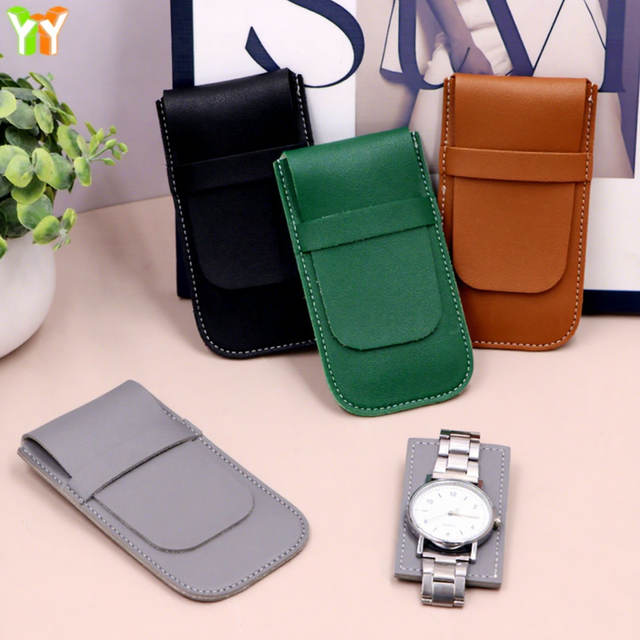 Elegant Faux Leather Watch Holder Men Travel Watch Organizer Bag Watch Storage Pouch Protective Case