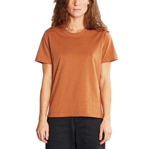 Camiseta de gran tamaño de algodón 100% para mujer, patrón sólido informal de longitud corta con decoración de logotipo bordado BD personalizado - Product Image 6