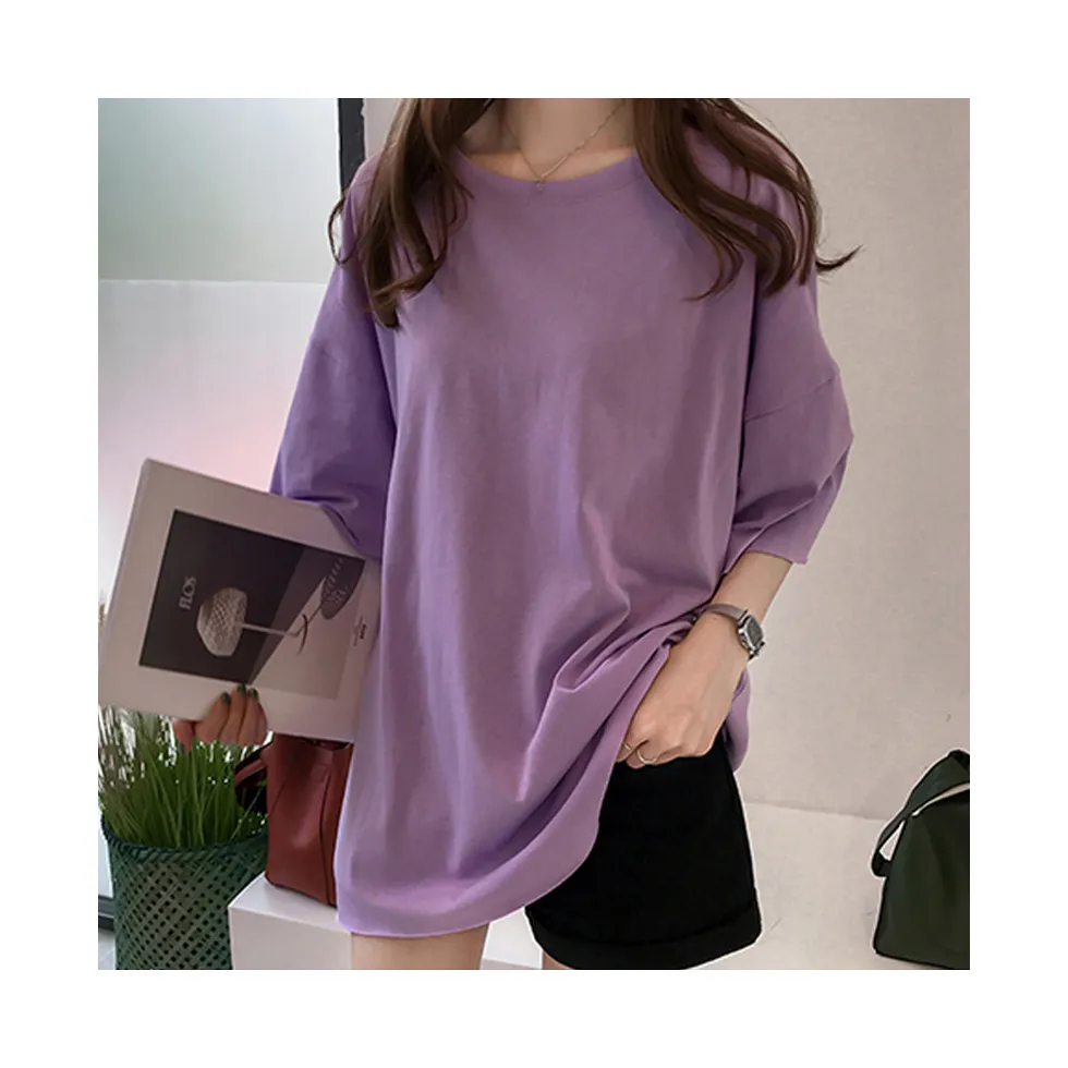 C3 oversize Tee Shirt Solid Color Basic T-shirts Women Casual Harajuku Summer new long Tops Korean Hipster White T Shirt