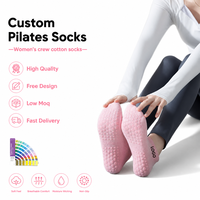 Chaussettes de Pilates pour femmes avec logo personnalisé, couleurs variées, en coton tricoté, confortables, respirantes, antidérapantes, pour le yoga et le sport, idéales pour l'été