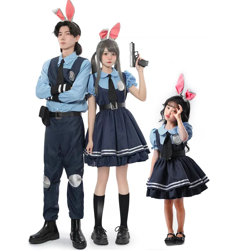 Kostum Cosplay Polisi Anime Kelinci Sheriff Jas Orang Tua-anak