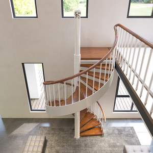 Escalier en colimaçon de villa de luxe, facile à installer, sans soudure, marches en bois massif intérieures, escalier hélicoïdal, couleur personnalisée - Product Image 2