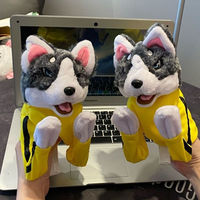 Article populaire : Jouet en peluche chien Husky de dessin animé, style Kung Fu, écologique, imperméable, interactif, marionnette à main, couineur, excellent pour l'hiver
