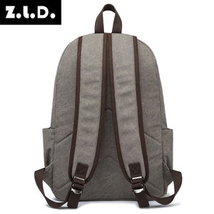 <span class=keywords><strong>Sac</strong></span> à <span class=keywords><strong>dos</strong></span> unisexe ZUOLUNUO personnalisé en toile vintage avec garniture en <span class=keywords><strong>cuir</strong></span>, idéal pour les voyages décontractés et l'école, pour hommes et femmes - Product Image 3