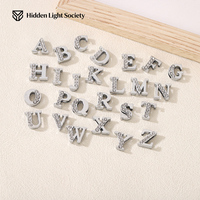 En gros, Breloques coulissantes alphabet A-Z de 12 mm, couleur argent, avec strass, pour colliers pour animaux de compagnie