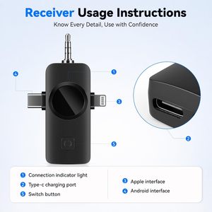 Micrófono 3 en 1 para Teléfono, Micrófono Lavalier Inalámbrico para Cámaras, Mini Micrófono para Blogging con Reducción de Ruido por IA - Product Image 3