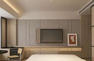 Panneau mural en bois ignifuge moderne avec grain de bois pour la décoration de la chambre à coucher et de l'hôtel, lattes en WPC pour le mobilier de salon - Product Image 2