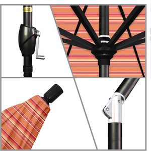 Paraguas de mercado de aluminio moderno de 9 ', botón de elevación de manivela, poste negro de inclinación - Product Image 4