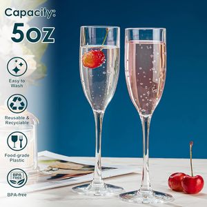 Flûtes à <span class=keywords><strong>champagne</strong></span> en plastique <span class=keywords><strong>de</strong></span> 5 oz incassables jetables dures pour la vie quotidienne à la maison - Product Image 2