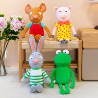 Jouets en peluche style Percy et Pip (souris, lapin, grenouille, cochon) – Rembourrés en coton PP, poupées réconfortantes pour l'heure du coucher
