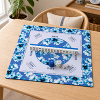 Housse de table de mahjong Blue White Bird en néoprène, résistante à l'eau, durable, écologique, motif floral Charleston Joker Rules, antidérapante
