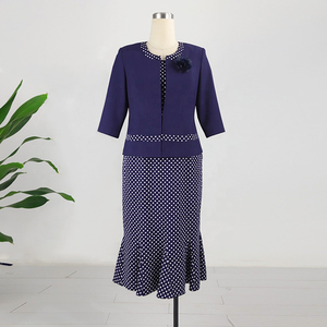 Ensemble deux pièces bleu queue de poisson pour femme, grande taille, avec manteau, idéal pour l'église et les tenues du dimanche - Product Image 1