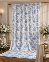 Rideaux à passe-tringles et cantonnières en polyester, style américain moderne de luxe, à motif floral imprimé, imperméables, écologiques, couleur personnalisable
