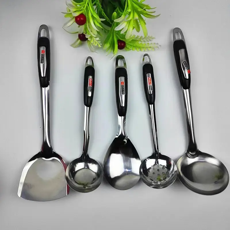 लंबे स्टेनलेस स्टील के wok spatula स्किमर शोवेल स्लॉटेड टर्नर चावल चम्मच लाडल रसोई बेकिंग उपकरण गर्म बर्तन सेट