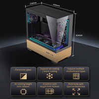 Lovingcool Haute Qualité Jeu Pleine Tour Verre Trempé ATX Cas Ordinateur Boîtier En Bois PC Ordinateur Cas