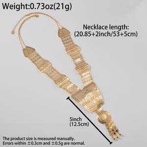 Collar bohemio de oro fino de 18 quilates, ligero, con flecos de cuentas de filigrana de rosa hueca en forma de trapezio, pulido y antideslustre. - Product Image 6