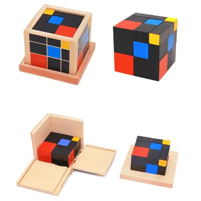 幼児のための早期学習教育玩具モンテッソーリ木製キューブ