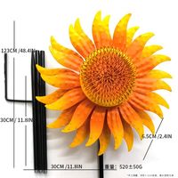Oniya Tournesol Cinétique Éolienne Multicouche en Métal, Piquet de Jardin, Décoration Artistique pour Pelouse Extérieure