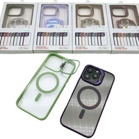 Étui de téléphone portable magnétique transparent coloré avec support caché pour iPhone 15 16 Pro Max