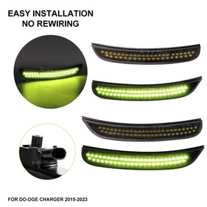 Nuevo espejo indicador lateral trasero delantero luces LED de posición lateral para Dodge Charger SRT 15-23 intermitente con Color verde - Product Image 2
