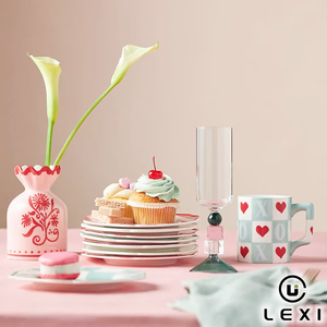 Taza de Cerámica con Diseño de Cuadros y Corazón Rojo XO, Gran Capacidad, Ecológica, Regalo de Boda, Decoración para el Hogar y la Cocina, <span class=keywords><strong>Lexi</strong></span> - Product Image 1
