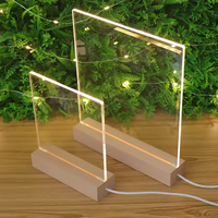 Hojas de acrílico transparente DIY tablero de mensajes de acrílico en blanco acrílico escritura libre tablero de mensajes led alimentado por USB con base de madera