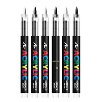 Direct étudiant Art point culminant stylo liquide pointe souple noir blanc acrylique marqueur dessiné à la main bricolage Graffiti plastique Air effaçable