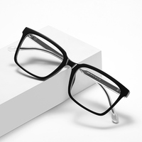 Monture de lunettes carrée pour homme LS091, mélange d'acétate et de métal, monture optique vintage, anti-lumière bleue