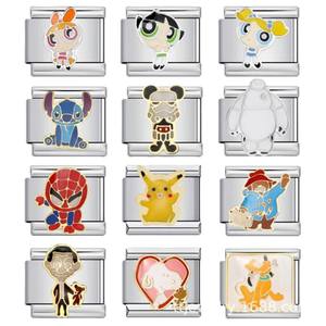 Pulsera Modular de Cadena y Eslabones DIY de <span class=keywords><strong>Spiderman</strong></span> de Dibujos Animados, Italia, Animal Snoopy, Acero Inoxidable, Chicas Superpoderosas - Product Image 5