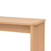 Table console en MDF naturel, profil mince pour derrière le canapé, plateau incurvé, pieds réglables