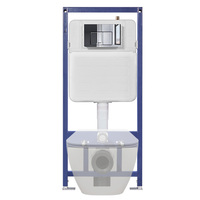 WC suspendu à double chasse avec réservoir encastré à cadre fin, installation en fer, WC à la turque avec matériaux en plastique et HDPE