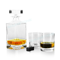 En stock, carafe à whisky en cristal et verres à whisky ronds, boîte en bois, cadeaux promotionnels d'entreprise, usine Shunstone