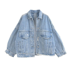 Veste en jean bleu clair Jerry Wear unisexe décontractée en coton délavé avec boutons sur le devant, col rabattu, coupe classique, vêtement d'extérieur d'hiver en sherpa - Product Image 4