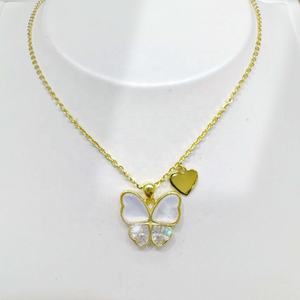 Precio al por mayor: Collar de plata de ley 925 con concha y oro de 14k/18k, joyería fina, regalo para mamá, delicado collar de mariposa con gemas. - Product Image 5