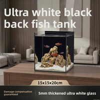 Aquarium de bureau en verre ultra-transparent épaissi avec fond noir pour petits poissons Betta, poissons rouges, guppies dans un petit salon