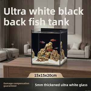 ตู้ปลากระจกใสพิเศษหนาพิเศษ ด้านหลังสีดำ ตู้ปลาสำหรับห้องนั่งเล่นขนาดเล็ก <span class=keywords><strong>ปลา</strong></span>เบต้า <span class=keywords><strong>ปลา</strong></span>ทอง <span class=keywords><strong>ปลา</strong></span>กูปี้ - Product Image 5