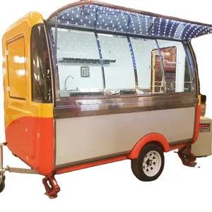 热狗车自动售货亭ISO证书可丽饼食品拖车出售与油炸锅食品街定制餐厅玻璃纤维