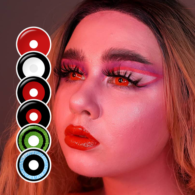 Pseyeche Mini Sclera Infrared Contact Lenses for Halloween Cosplay Crazy Eye Contacts Hollywood Contact Lens Lentille sharingan